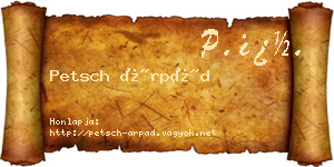 Petsch Árpád névjegykártya