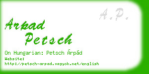 arpad petsch business card